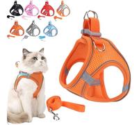 Stimuli Harnais pour chat en plein air Harnais Stimulicat réglable en maille souple avec bandes de sécurité réfléchissantes, permettant aux chats d'être en sécurité et sans stress (Orange 2, XXS)
