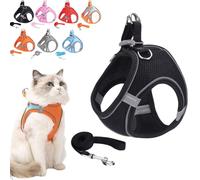 Stimuli Harnais pour chat en plein air Harnais Stimulicat réglable en maille souple avec bandes de sécurité réfléchissantes, permettant aux chats d'être en sécurité et sans stress (noir, XXS)