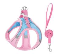 Stimulicat Cat Harness-2025 Upgraded Escape Proof Step-in Mesh Vest with Reflective Strips, Outdoor Explorer Walking Harness (Blue-Pink,XS 3-4kg)