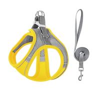 Stimulicat Cat Harness-2025 Upgraded Escape Proof Step-in Mesh Vest with Reflective Strips, Outdoor Explorer Walking Harness (Gray-Yellow,XXS 2-3kg)