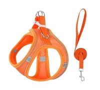 Stimulicat Cat Harness-2025 Upgraded Escape Proof Step-in Mesh Vest with Reflective Strips, Outdoor Explorer Walking Harness (Orange,M 6-8kg)