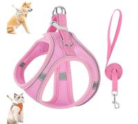 Stimulicat Cat Harness, Adjustable Cat Harness and Leash Set-Escape Proof Soft Mesh Vest, with Reflective Safety Strips, for Cats and Dogs (Pink,L)