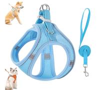 Stimulicat Cat Harness, Adjustable Cat Harness and Leash Set-Escape Proof Soft Mesh Vest, with Reflective Safety Strips, for Cats and Dogs (Blue,L)