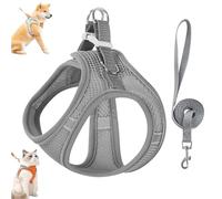 Stimulicat Cat Harness, Adjustable Cat Harness and Leash Set-Escape Proof Soft Mesh Vest, with Reflective Safety Strips, for Cats and Dogs (Gray,XXS)