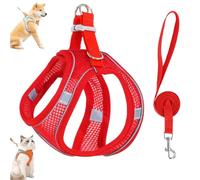 Stimulicat Cat Harness, Adjustable Cat Harness and Leash Set-Escape Proof Soft Mesh Vest, with Reflective Safety Strips, for Cats and Dogs (Red,XXS)