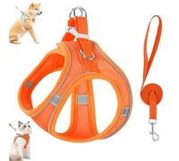 Stimulicat Cat Harness, Adjustable Cat Harness and Leash Set-Escape Proof Soft Mesh Vest, with Reflective Safety Strips, for Cats and Dogs (Orange,XS)