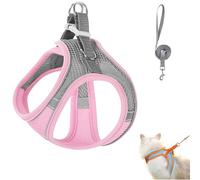 Stimulicat Cat Harness, Escape Proof Cat Harness, Stimuli Cats Explorer harnesa Design for Outdoor Cats, Side-Through No-Pull Design, Reflective Strips, Easy to Wear for Walking (Pink-Gray,S)
