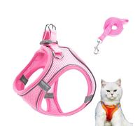 Stimulicat Cat Harness, Harness Adjustable Soft Mesh, Vest with Reflective Safety Strips, Escape Proof, Easy to Wear Cats, No Choke No Pull (Pink, L)