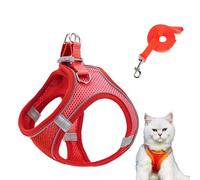 Stimulicat Cat Harness, Harness Adjustable Soft Mesh, Vest with Reflective Safety Strips, Escape Proof, Easy to Wear Cats, No Choke No Pull (Red, XXXS)
