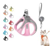 Stimulicat Cat Harness, Leash Set for Walking, Adjustable Escape Proof Soft Vest with Reflective Strip, Easy to Wear for Walking and Outdoor (Style D,XXXS)