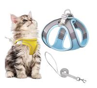Stimulicat Cat Harness, Stimuli Cat Harness and Lead Set, Adjustable Reflective Kitten Walking Vest with Leash Cats Collar, Soft Mesh Vest for Small Medium Cats Pets Walking (Style F,S)