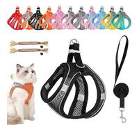 Stimulicat Cat Harness, Stimuli Cat Harness and Leash Set Escape Proof, Adjustable Soft Mesh Pet Vests with Reflective Safety Strips, Anti-Strangulation, Anti-Pull (#6,XXS)