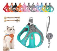 Stimulicat Cat Harness, Stimuli Cat Harness and Leash Set Escape Proof, Adjustable Soft Mesh Pet Vests with Reflective Safety Strips, Anti-Strangulation, Anti-Pull (#7,XS)