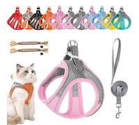 Stimulicat Cat Harness, Stimuli Cat Harness and Leash Set Escape Proof, Adjustable Soft Mesh Pet Vests with Reflective Safety Strips, Anti-Strangulation, Anti-Pull (#3,XXS)