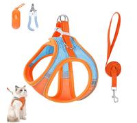 Stimulicat Cat Harness, Stimuli Cat Harness Design for Outdoor Cats, Soft Breathable Mesh Vest with Reflective Safety Strips, Adjustable and Escape Proo (Blue Orange,XS)