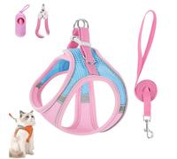 Stimulicat Cat Harness, Stimuli Cat Harness Design for Outdoor Cats, Soft Breathable Mesh Vest with Reflective Safety Strips, Adjustable and Escape Proo (Blue Pink,L)