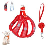 Stimulicat Cat Harness, Stimuli Cat Harness Design for Outdoor Cats, Soft Breathable Mesh Vest with Reflective Safety Strips, Adjustable and Escape Proo (Red,S)