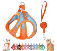 Stimulicat Cat Harness, Stimuli Cat Harness Design for Outdoor, Stimuli Cats Sling Escape Proof, Adjustable Soft Mesh Vest, Reflective Design, Allowing Pussy to Safe and Stress-Free (M,Blue-Orange)