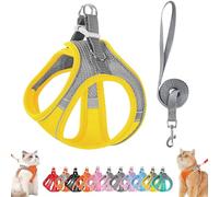 Stimulicat Cat Harness, Stimuli Cat Harness Design for Outdoor, Stimuli Cats Sling Escape Proof, Adjustable Soft Mesh Vest, Reflective Design, Allowing Pussy to Safe and Stress-Free (M,Gray-Yellow)