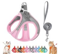 Stimulicat Cat Harness, Stimuli Cat Harness Design for Outdoor, Stimuli Cats Sling Escape Proof, Adjustable Soft Mesh Vest, Reflective Design, Allowing Pussy to Safe and Stress-Free (M,Gray-Pink)