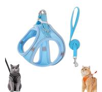 Stimulicat Cat Harness, Stimuli Cat Harness, Escape Proof Adjustable Soft Mesh Vest with Reflective Safety Strips, Pet Walking Vest Suitable for Most Pet Sizes (Blue,S)