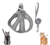 Stimulicat Cat Harness, Stimuli Cat Harness, Escape Proof Adjustable Soft Mesh Vest with Reflective Safety Strips, Pet Walking Vest Suitable for Most Pet Sizes (Gray,M)