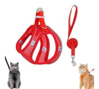 Stimulicat Cat Harness, Stimuli Cat Harness, Escape Proof Adjustable Soft Mesh Vest with Reflective Safety Strips, Pet Walking Vest Suitable for Most Pet Sizes (Red,XXXS)