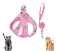 Stimulicat Cat Harness, Stimuli Cat Harness, Escape Proof Adjustable Soft Mesh Vest with Reflective Safety Strips, Pet Walking Vest Suitable for Most Pet Sizes (Pink,XS)