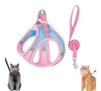 Stimulicat Cat Harness, Stimuli Cat Harness, Escape Proof Adjustable Soft Mesh Vest with Reflective Safety Strips, Pet Walking Vest Suitable for Most Pet Sizes (Blue-Pink,L)