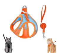 Stimulicat Cat Harness, Stimuli Cat Harness, Escape Proof Adjustable Soft Mesh Vest with Reflective Safety Strips, Pet Walking Vest Suitable for Most Pet Sizes (Blue-Orange,S)