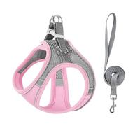 Stimulicat Harnais pour chat - Gilet en maille anti-fugue amélioré avec bandes réfléchissantes, harnais de marche pour explorer l'extérieur (rose/gris, taille XXS 2 à 3 kg)