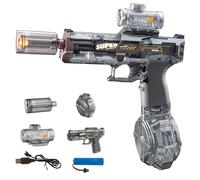 StimuVariety Pistolet à Eau électrique pour Adultes Enfants, Pistolets à Eau automatiques avec Lumière LED, Jouets d'été pour Fête extérieure Piscine Plage pour Garçon Fille, Noir