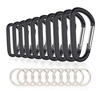 Stineng Lot de 10 mousquetons en aluminium de 3/8 cm, de qualité supérieure et durables, avec anneau en D, avec anneau onvient pour , le camping, la pêche et le trousseau de clés
