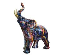 Stineng Peinture Nordique Graffiti ÉLéPhant Sculpture Figurine Art Coloré ÉLéPhant Statue RéSine Animal Statue DéCor C