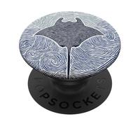 Stingray Sea Ocean Wave Pattern Line Art Minimaliste PopSockets PopGrip Adhésif