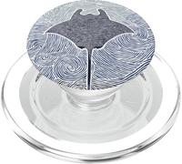 Stingray Sea Ocean Wave Pattern Line Art Minimaliste PopSockets PopGrip pour MagSafe