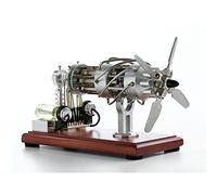 Stirling Kit de modèle de moteur 16 cylindres à air chaud avec plaque de cygne à air chaud et construction en acier inoxydable et bois massif pour expérience physique et scientifique