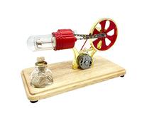 Stirling Kit de moteur générateur d'électricité Modèle d'air chaud avec lumière LED Motif volant d'inertie Base en bois DIY Expérience scientifique Jouet éducatif pour enseignants adultes école