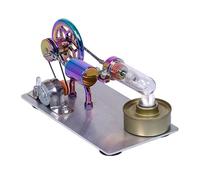 Stirling Modèle de moteur générateur d'électricité avec ampoule à six branches Motif étoile Volant d'inertie DIY Outil d'expérimentation scientifique éducative Base en alliage de zinc pour enseignants