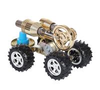 Stirling Modèle de voiture avec mouvement incurvé et circulaire, kit de démonstration scientifique de la construction en métal, affichage éducatif pour les amateurs de physique