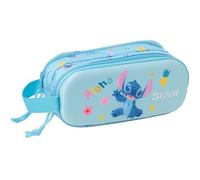 Stitch 3D - Trousse Double 3D, Trousse pour Enfant, idéale pour Les Enfants d'âge Scolaire, Confortable et Polyvalente, qualité et résistance, 21 x 6 x 8 cm, Bleu Clair, M, Décontracté
