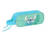 Stitch Aloha Trousse Double pour Enfant, idéale pour Les Enfants d'âge Scolaire, Confortable et Polyvalente, qualité et résistance, 21 x 6 x 8 cm, Couleur Turquoise, Turquoise, Estándar, Décontracté