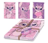 Stitch Angel Lot de cahiers d'exercices A5 lignés Rose hawaïen sous licence officielle pour l'école, l'université, le bureau, l'écriture, la papeterie, cadeau
