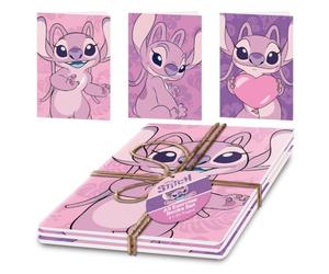 Stitch Angel Lot de cahiers d'exercices A5 lignés Rose hawaïen sous licence officielle pour l'école, l'université, le bureau, l'écriture, la papeterie, cadeau
