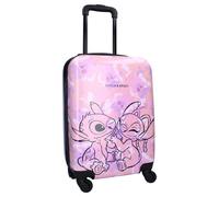 STITCH ANGEL Trolley Valise ABS Rose 4 Roues 46x33x21cm Originale DISNEY