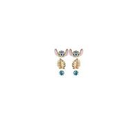 Stitch - Blue & Gold - 3 Pairs De Clous D'oreilles - Laiton Plaqué