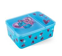 Stitch - Boîte à déjeuner pour enfant avec 2 compartiments - Bento avec fermeture à clip - Boîte à goûter et boîte à goûter pour la maternelle, l'école et les déplacements - Robuste - Facile à ouvrir