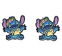 Stitch Boucles d'oreilles à tige en métal émaillé Motif chemise hawaïenne