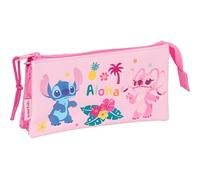 STITCH CHILL Trousse à crayons triple pour enfant d'âge scolaire, confortable et polyvalent, qualité et résistance, 22 x 3 x 12 cm, menton/rose, taille M, décontracté, Mente/rose, M, Décontracté