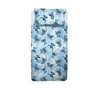 Stitch Drap de lit 100% Coton, Drap Plat, Drap Plat, taie d'oreiller, Bleu, Disney, 100% Coton, Produit Officiel